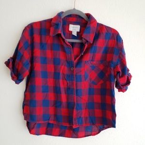 Red Blue Plaid Crop Top